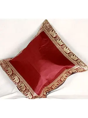 Plain Cordovan Cushion Covers with Elephant Border