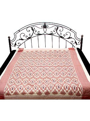 Burlwood Single-Bed Bedspread with Ikat Weave Hand-Woven in Pochampally