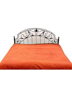 Coral Stonewash Bedspread with Embroidered Elephants