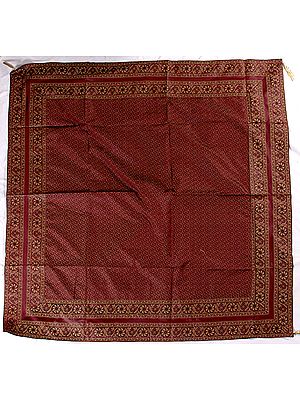 Cordovan Tanchoi Table Cover from Banaras with All-Over Weave