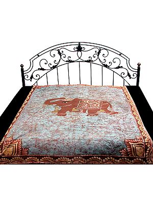 Single Bed Batik Bedspread with Elephant Design