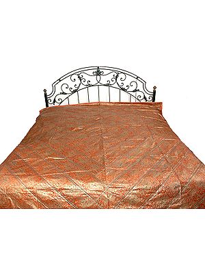 Elephant Printed Bedspread with Gold Paint
