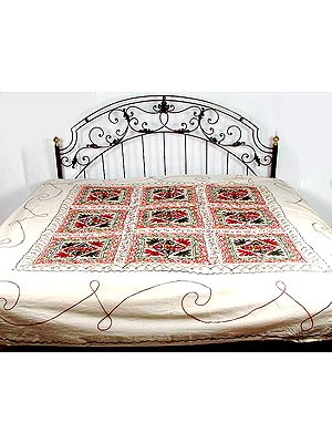 Hand-Embroidered Bedspread from Gujarat