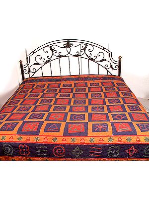 Kantha Stitch Bedspread with Secular Motifs