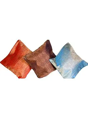 Lot of Three Cushion Covers from Banaras with Dense Tanchoi Weave
