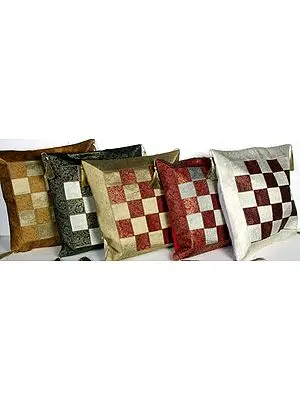 Lot of Five Matted Cushion Covers with Brocade Weave