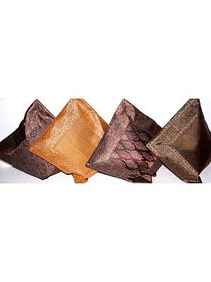 Lot of Four Banarasi Cushion Covers with Brocade Weave