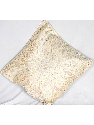 Mughal Design Woven on a Banarasi Cushion, with Sequins