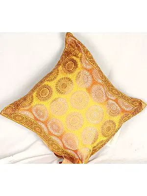Golden Brown Cushion Cover with Dense Tanchoi Weave