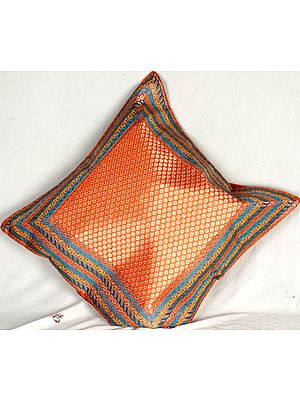 Orange Cushion Cover with Dense Tanchoi Weave