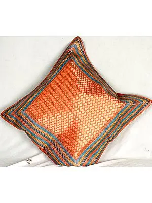 Orange Cushion Cover with Dense Tanchoi Weave