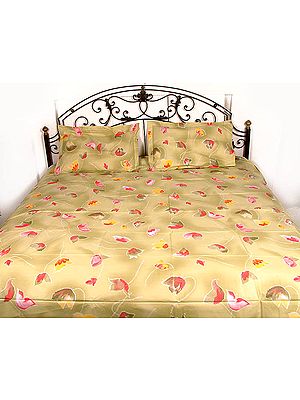 Light Green Printed Floral Bedspread