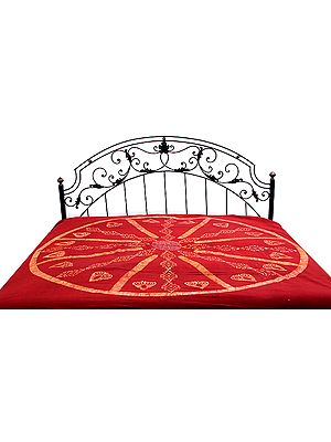 Red Cotton Batik Bedspread with Chakra Design