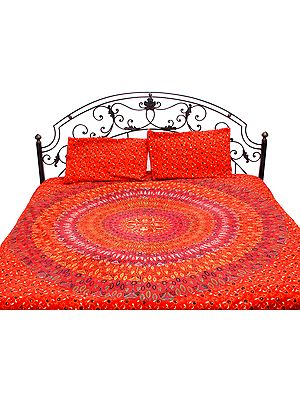 Mars-Red Bedspread from Pilkhuwa with Printed Floral Motiffs