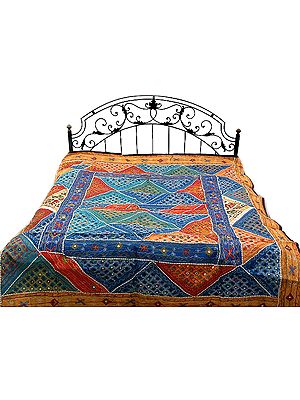 Multi-Color Bedcover from Kutch with Mirrors and Beads