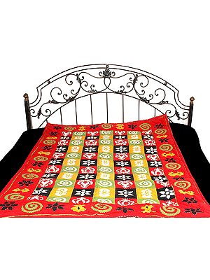 Multi-Color Jaipuri Quilt with Kantha Stitch Embroidery