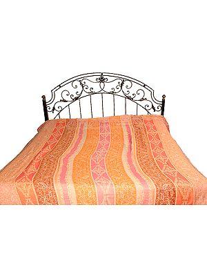 Multi-Color Pure Wool Jamawar Bedspread