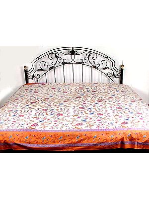 Multi-Colored Bedspread with Vegetative Motifs