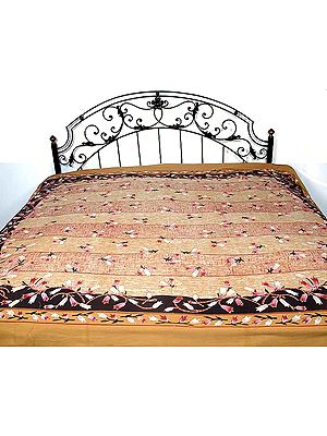 Ochre Bedspread with Tulip Print