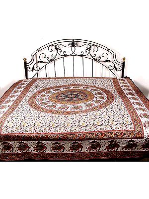 Phulkari Bedspread with Elephant Procession
