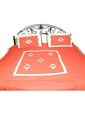 Pink and White Patchwork Bedspread