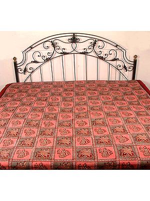 Printed Sanganeri Bedspread with Rajasthani Motifs