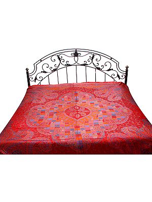 Pure Silk Bedspread with Woven Jamawar Design