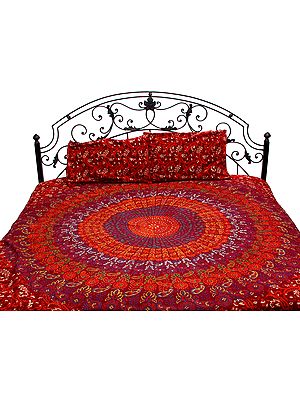 Rumba-Red Bedspread From Pilkhuwa with Printed Mandala