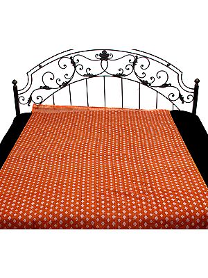 Rust-Orange Single-Bed Bedspread from Coimbatore