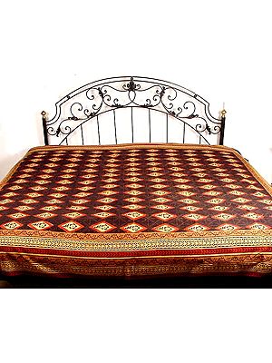 Sanganeri Bedspread with Floral Print