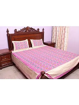 Amethyst Bedspread with Ikat Weave Hand-Woven in Pochampally