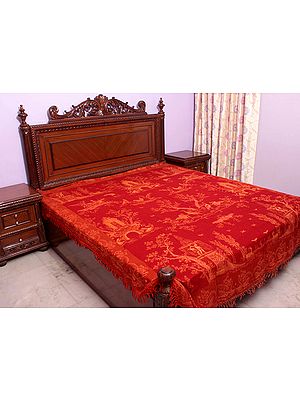 Village of Dreams woven on a Scarlet Reversible Jamawar Bedspread