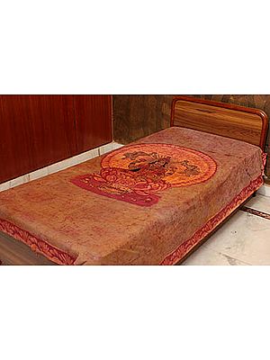 Gajalakshmi on an Single-Bed Bedspread