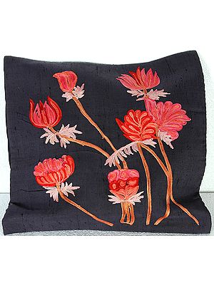 Rust and Mustard Tanchoi Bedcover from Banaras with All-Over Weave