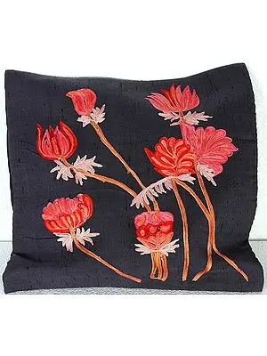 Rust and Mustard Tanchoi Bedcover from Banaras with All-Over Weave