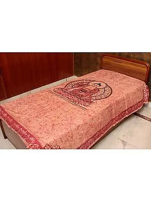 Single-Bed Batik Bedspread with Buddha in Bhumisparsha Mudra