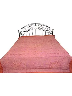 Stonewashed Bedspread from Jaipur with Zari-Embroidery