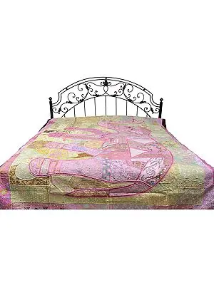 Kutch Applique Bedspread with Large Elephant and Mirrors