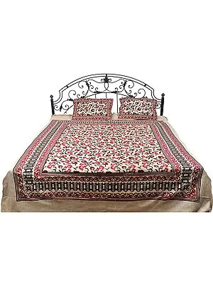 Beige Bedspread from Pilkhuwa with Printed Flowers All-Over