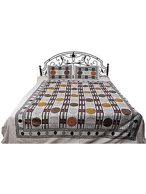 Gray Bedspread from Pilkhuwa with Printed Spirals
