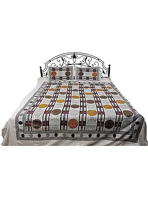 Gray Bedspread from Pilkhuwa with Printed Spirals