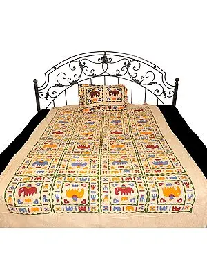 Marzipan Single-Bed Bedspread from Pilkhuwa with Printed Elephant