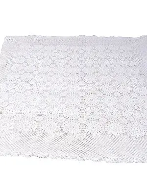 Chic-White Crochet Table Cover