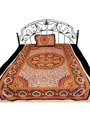 Cloud-Pink Single-Bed Bedspread from Pilkhuwa with Floral Print