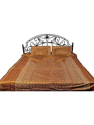 Seven-Piece Banarasi Bedcover with Brocade Weave All-Over
