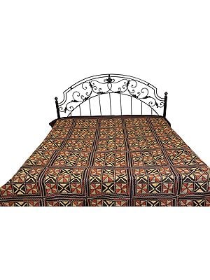 Hand-Embroidered Bedspread from Kutch with Geometrical Designs
