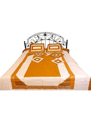 Seven-Piece Banarasi Brocaded Bedspread with Tanchoi Weave