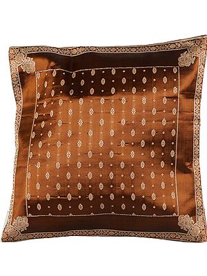 Banarasi Cushion Cover with Woven Bootis
