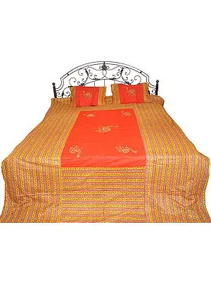 Printed Bedspread from Gujarat with Applique Embroidered Camels