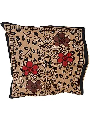 Amphora and Black Cushion Cover from Pilkhuwa with Printed Flowers